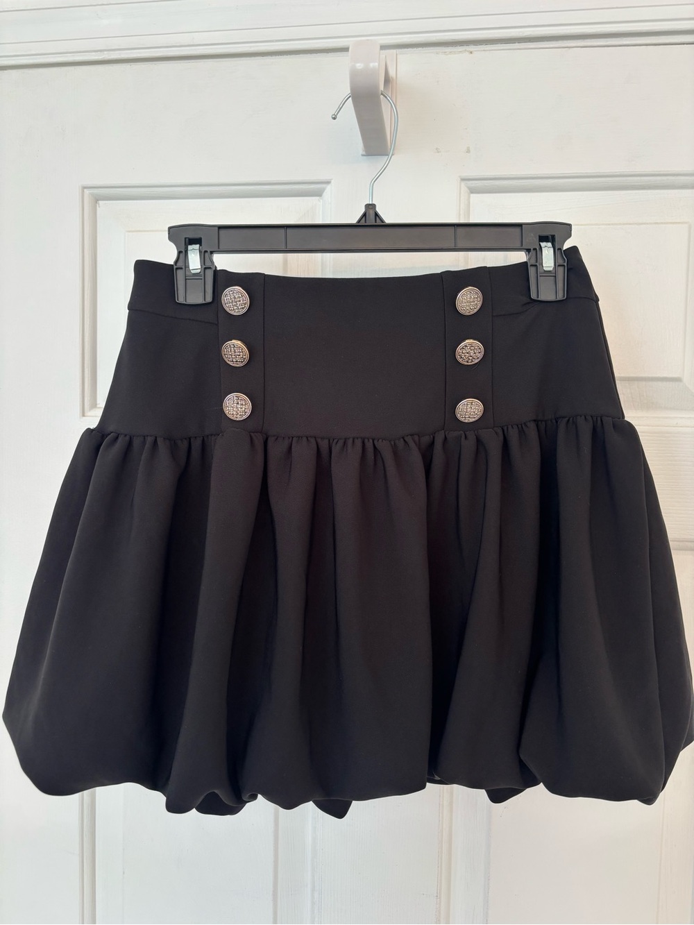 Back to School Black Grunge Bubble Hem Skirt w/ Buttons Size Medium